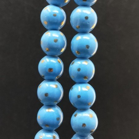 Perline in Vetro Stile Murano Azzurro Forma Tondo Liscio Foro Passante 12mm