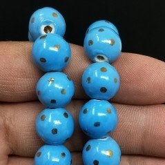Perline in Vetro Stile Murano Azzurro Forma Tondo Liscio Foro Passante 12mm