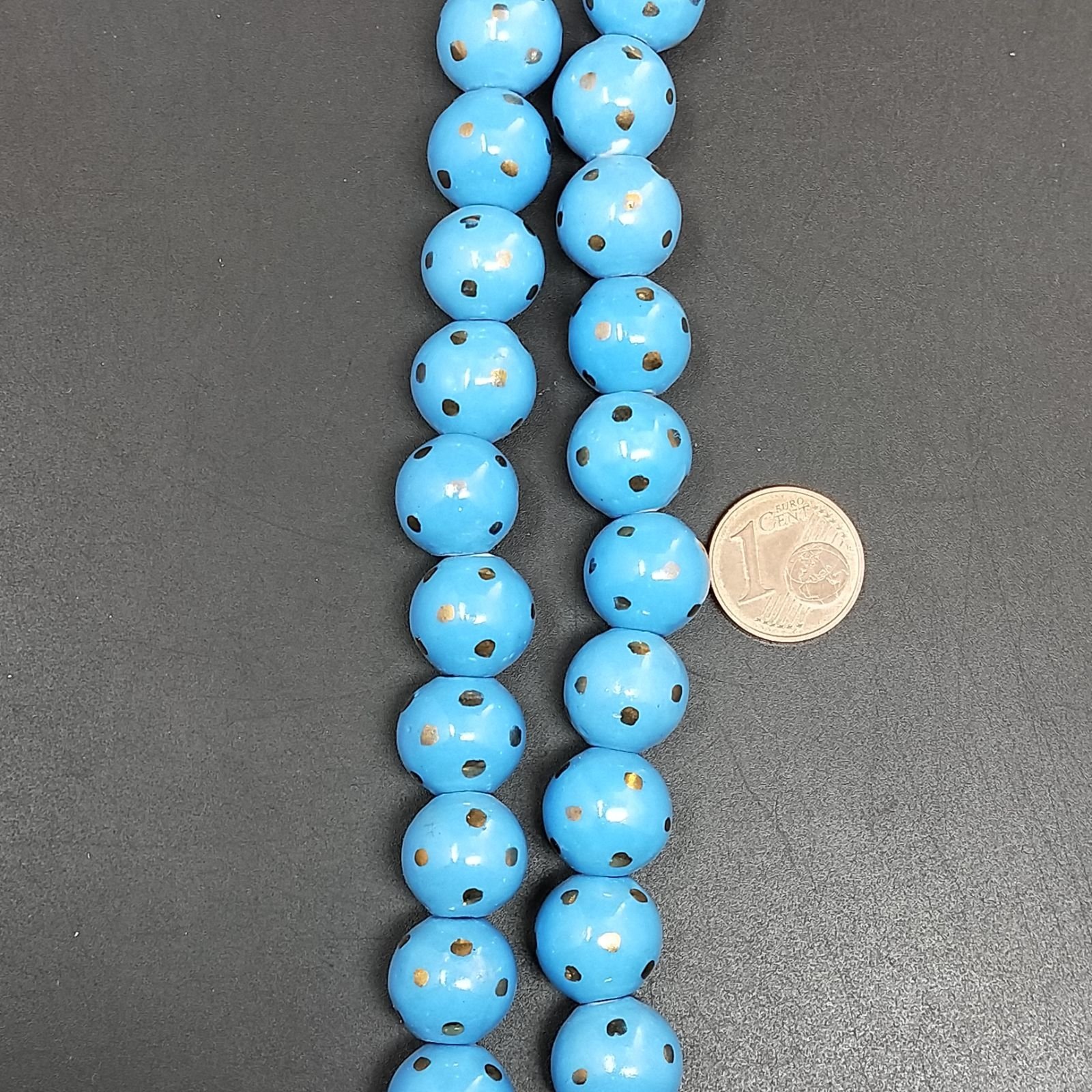 Perline in Vetro Stile Murano Azzurro Forma Tondo Liscio Foro Passante 12mm