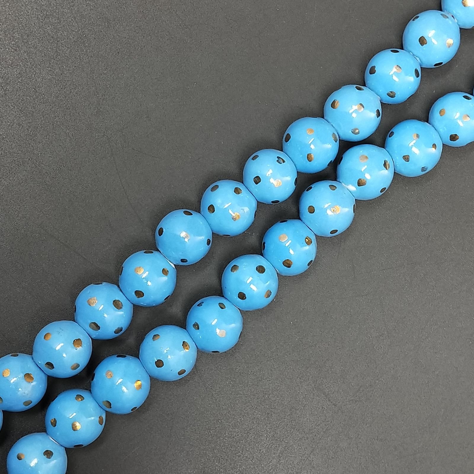 Perline in Vetro Stile Murano Azzurro Forma Tondo Liscio Foro Passante 12mm