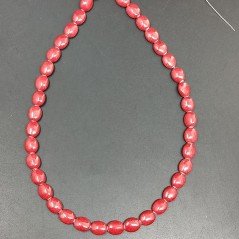 Giada Rubino in Perline Forma Ovale Piatto Liscio Foro Passante 8X10mm