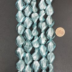 Perline in Vetro Stile Murano Celeste Twist 15x18mm Liscio Foro Passante