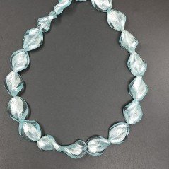 Perline in Vetro Stile Murano Celeste Twist 15x18mm Liscio Foro Passante