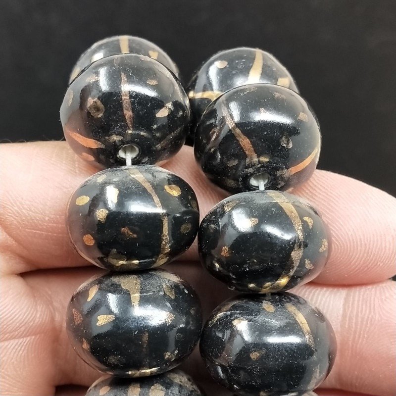 Perline in Vetro Stile Murano Nero Forma Rondelle 20mm Liscio Foro Passante