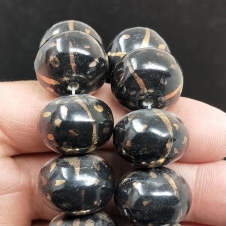 Perline in Vetro Stile Murano Nero Forma Rondelle 20mm Liscio Foro Passante