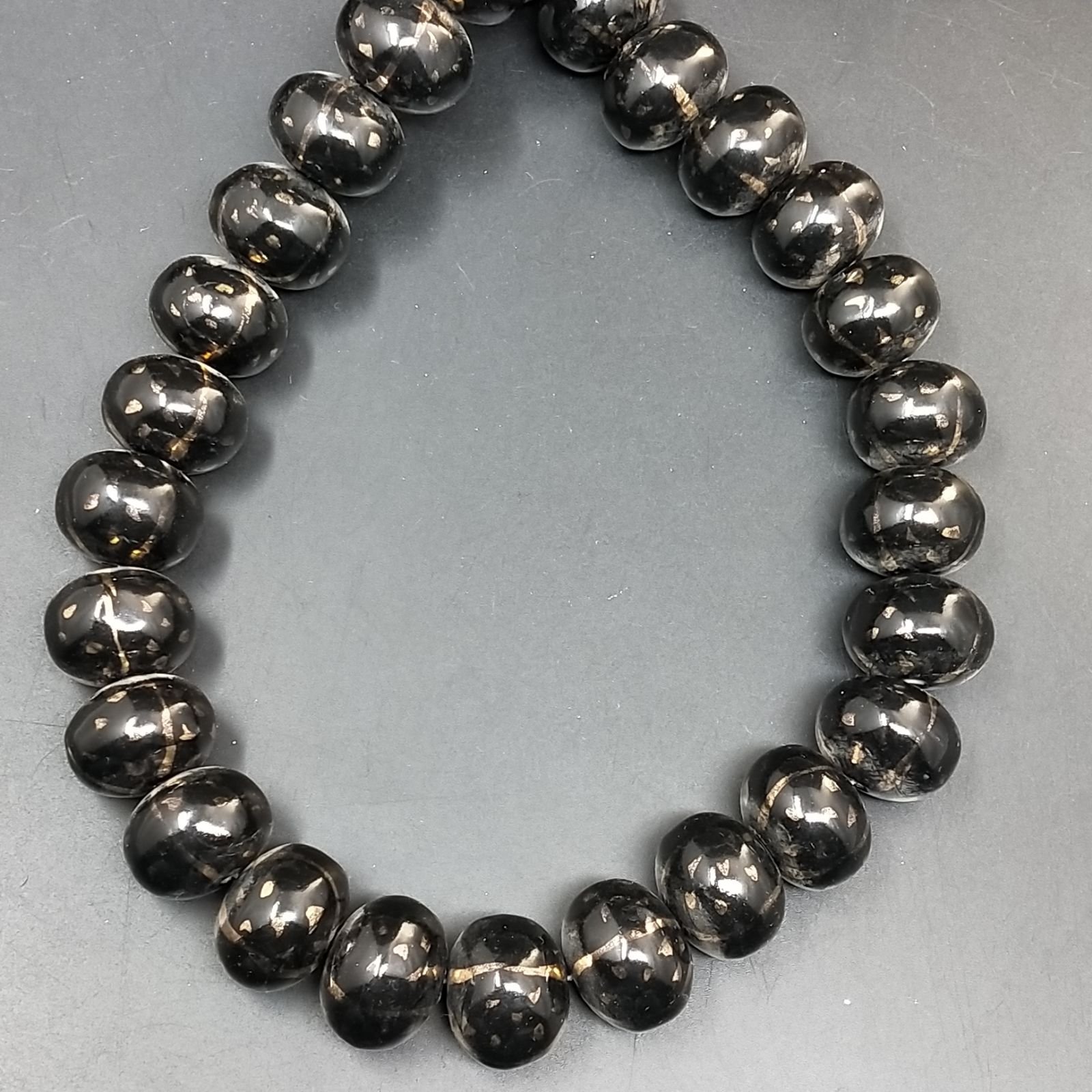Perline in Vetro Stile Murano Nero Forma Rondelle 20mm Liscio Foro Passante