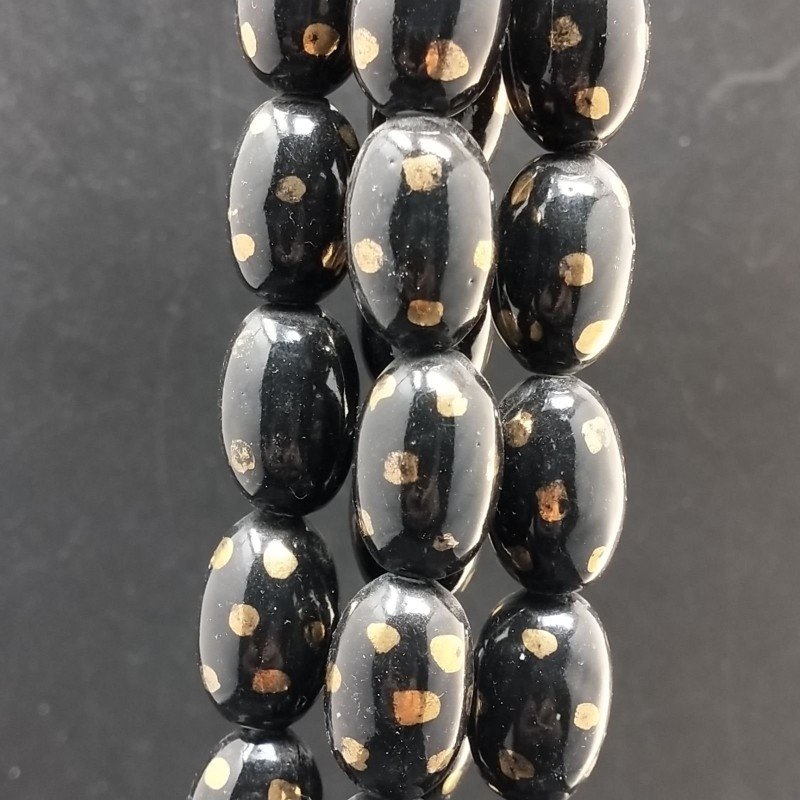 Perline in Vetro Stile Murano Forma Barilotto Liscio Foro Passante Nero 14X21mm