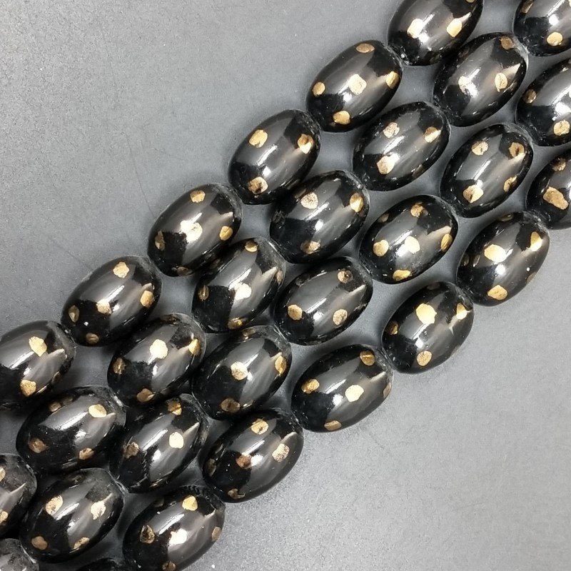 Perline in Vetro Stile Murano Forma Barilotto Liscio Foro Passante Nero 14X21mm
