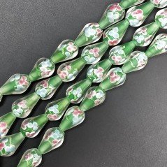 Perline in Vetro Stile Murano Verde Forma Goccia Tondo Liscio Foro Passante 11X17mm