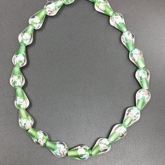 Perline in Vetro Stile Murano Verde Forma Goccia Tondo Liscio Foro Passante 11X17mm
