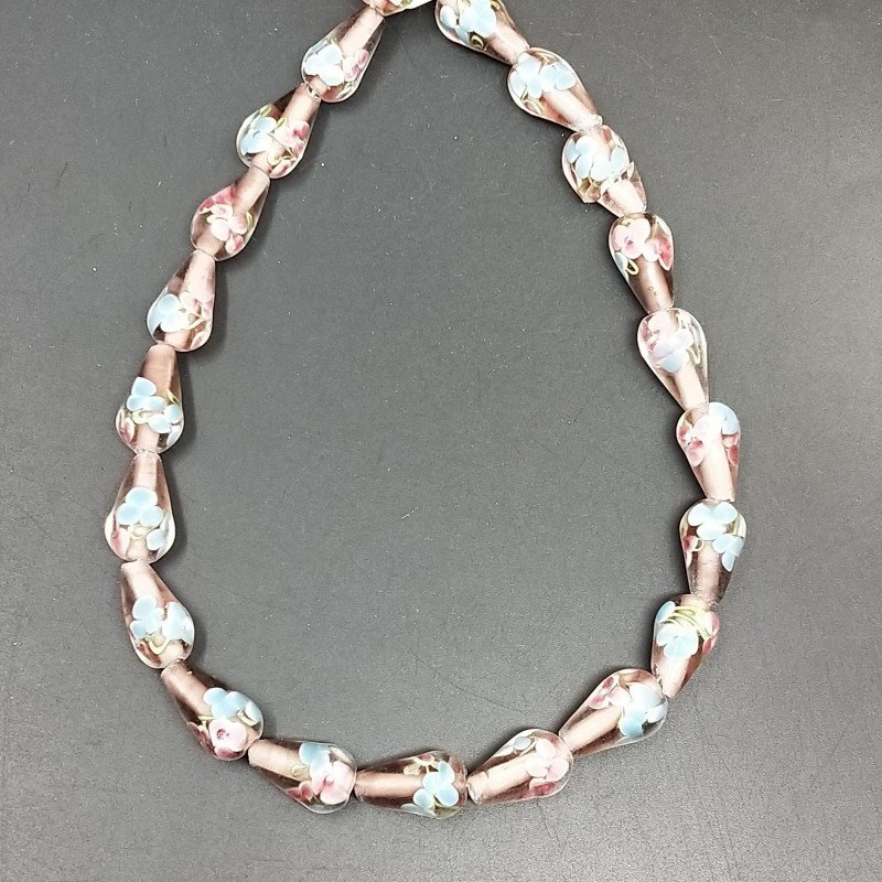 Perline in Vetro Stile Murano Viola Forma Goccia Tondo Liscio Foro Passante 10X18mm