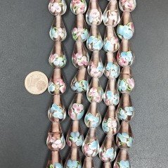 Perline in Vetro Stile Murano Viola Forma Goccia Tondo Liscio Foro Passante 12X18mm
