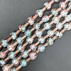 Perline in Vetro Stile Murano Viola Forma Goccia Tondo Liscio Foro Passante 12X18mm