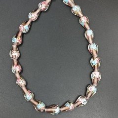 Perline in Vetro Stile Murano Viola Forma Goccia Tondo Liscio Foro Passante 12X18mm