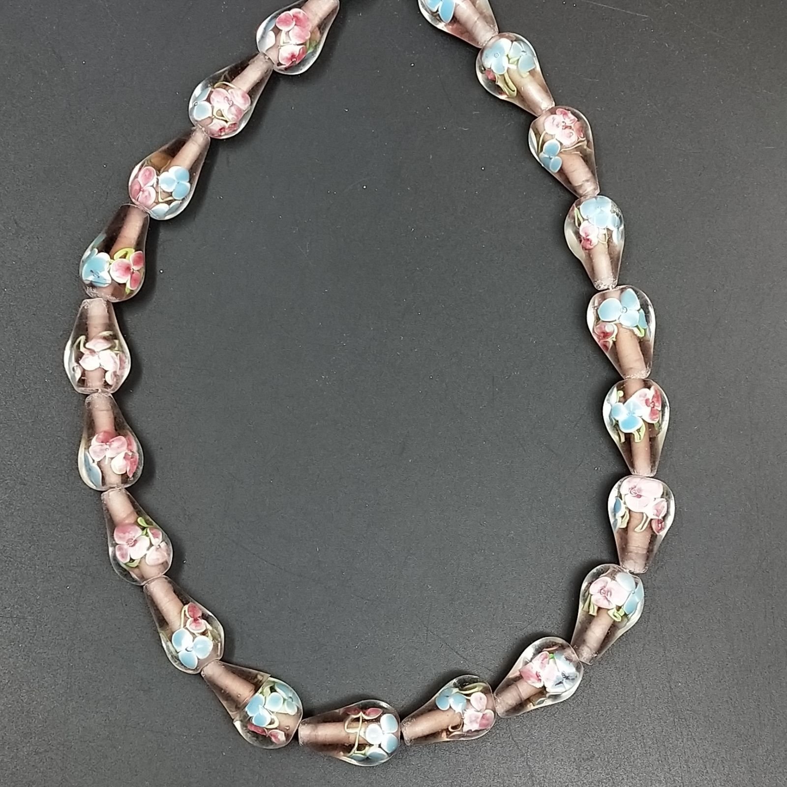 Perline in Vetro Stile Murano Viola Forma Goccia Tondo Liscio Foro Passante 12X18mm