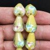Perline in Vetro Stile Murano Giallo Forma Goccia Tondo Liscio Foro Passante 12X18mm