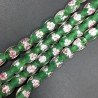 Perline in Vetro Stile Murano Fiori Disegno Forma Barilotto Liscio Foro Passante Verde 12X16mm
