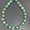 Perline in Vetro Stile Murano Fiori Disegno Forma Barilotto Liscio Foro Passante Verde 12X16mm
