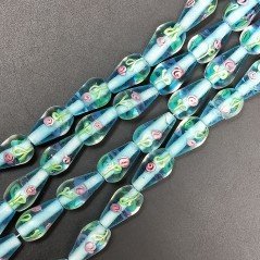 Perline in Vetro Stile Murano Azzurro Forma Goccia Tondo Liscio Foro Passante 10X18mm