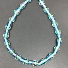 Perline in Vetro Stile Murano Azzurro Forma Goccia Tondo Liscio Foro Passante 10X18mm