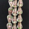 Perline in Vetro Stile Murano Rosa Forma Goccia Tondo Liscio Foro Passante 12X18mm