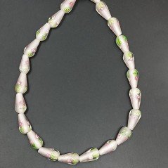 Perline in Vetro Stile Murano Rosa Forma Goccia Tondo Liscio Foro Passante 10X17mm