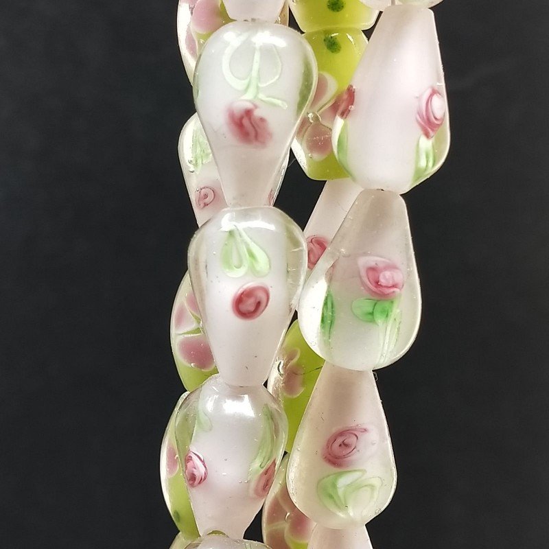Perline in Vetro Stile Murano Giallo Forma Goccia Tondo Liscio Foro Passante 10X18mm