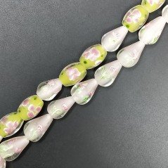 Perline in Vetro Stile Murano Giallo Forma Goccia Tondo Liscio Foro Passante 10X18mm