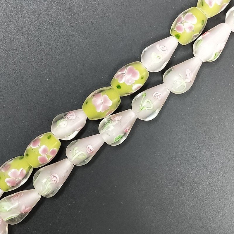 Perline in Vetro Stile Murano Giallo Forma Goccia Tondo Liscio Foro Passante 10X18mm