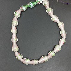 Perline in Vetro Stile Murano Giallo Forma Goccia Tondo Liscio Foro Passante 10X18mm