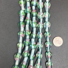 Perline in Vetro Stile Murano Azzurro Forma Goccia Tondo Liscio Foro Passante 10X17mm