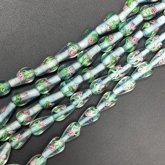 Perline in Vetro Stile Murano Azzurro Forma Goccia Tondo Liscio Foro Passante 10X17mm