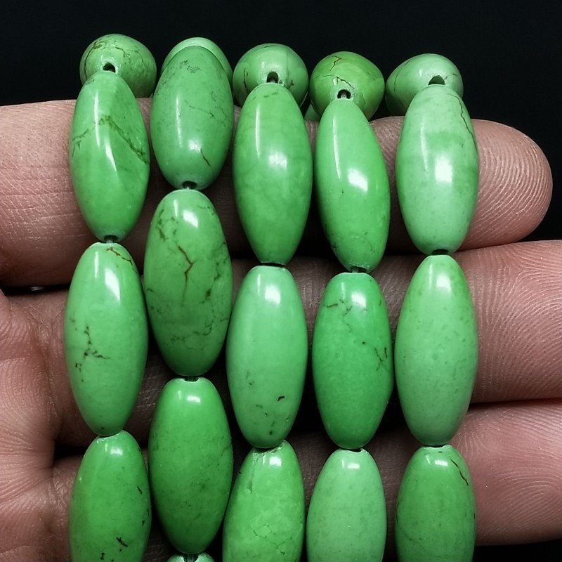 Aulite Verde Perline Forma Barilotto Liscio 09X20mm