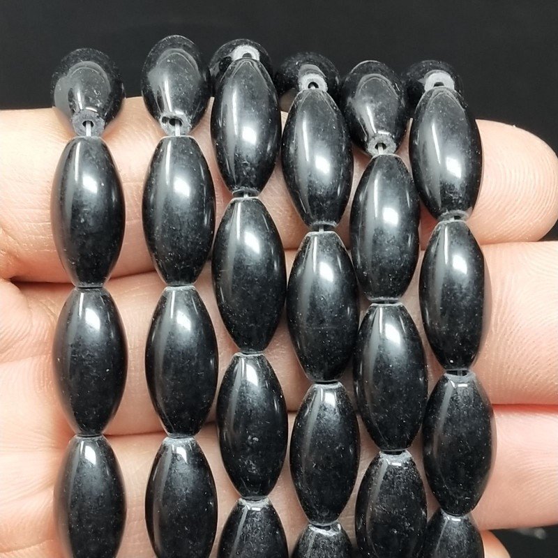 Agata Nera Perline Forma Barilotto Liscio 08x16mm