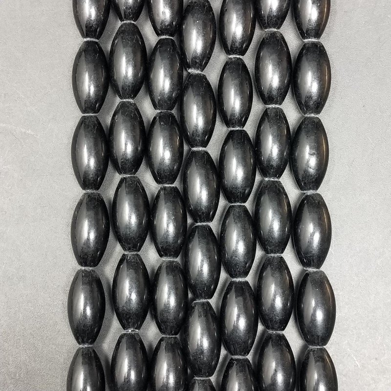 Agata Nera Perline Forma Barilotto Liscio 08x16mm