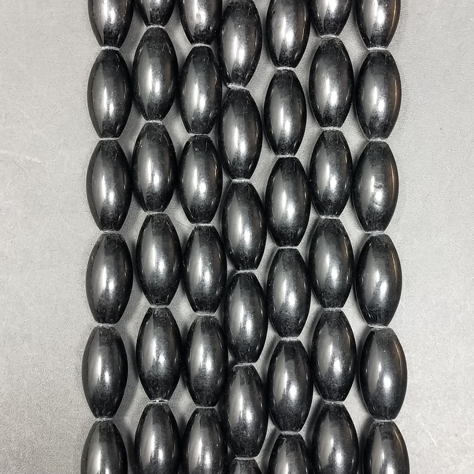 Agata Nera Perline Forma Barilotto Liscio 08x16mm