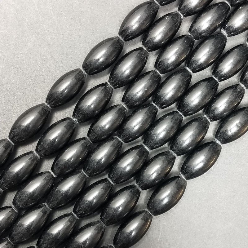 Agata Nera Perline Forma Barilotto Liscio 08x16mm