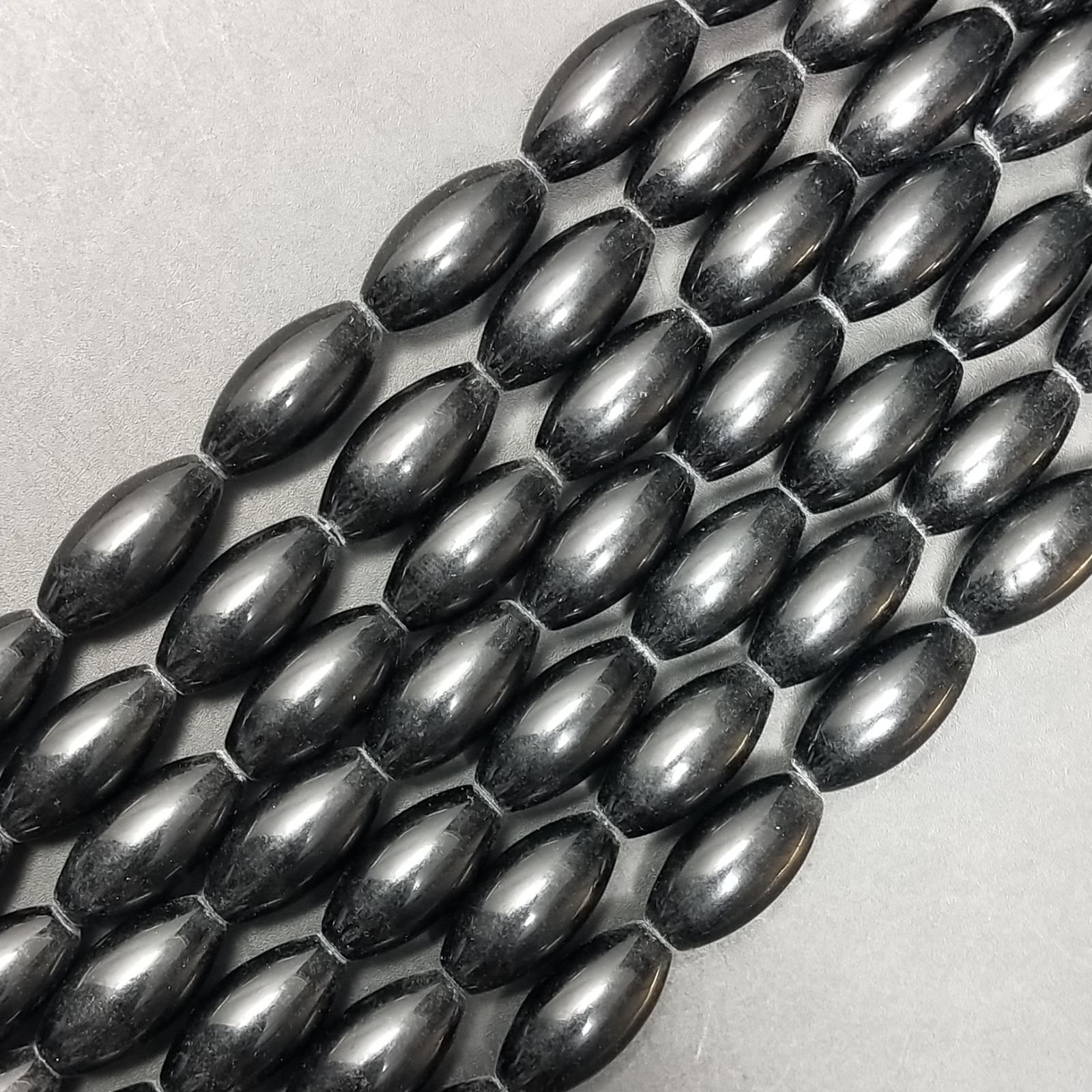 Agata Nera Perline Forma Barilotto Liscio 08x16mm