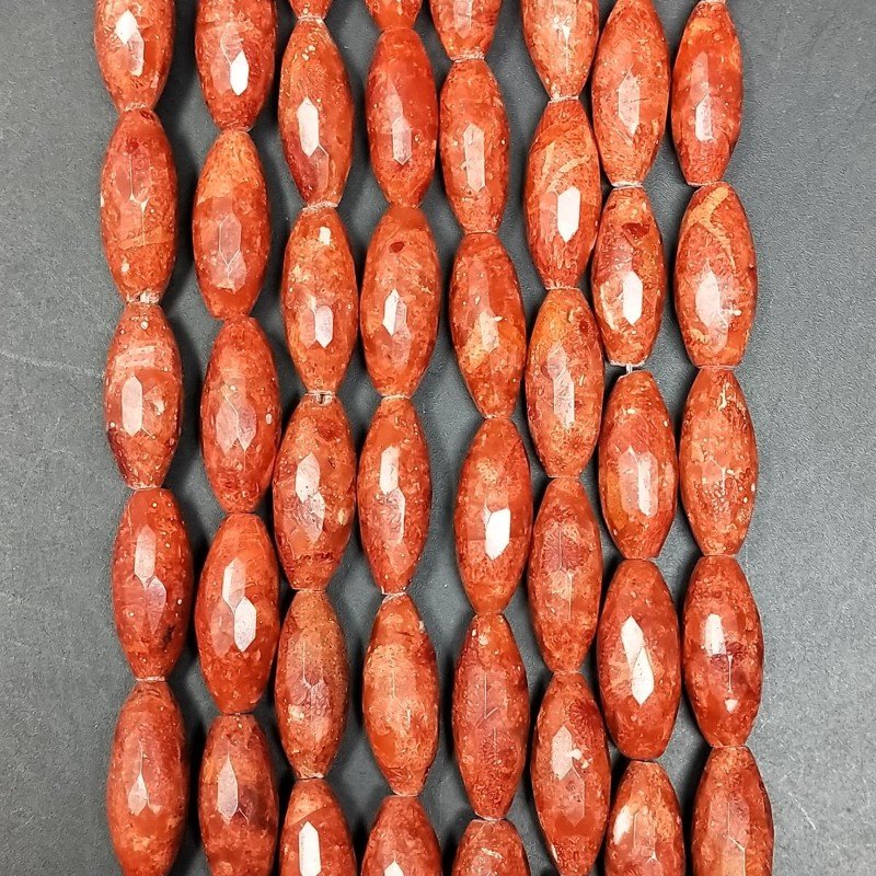Corallo Madrepora Perline Forma Barilotto Sfaccettato 08X20mm