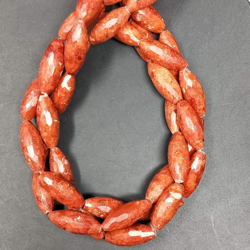 Corallo Madrepora Perline Forma Barilotto Sfaccettato 08X20mm