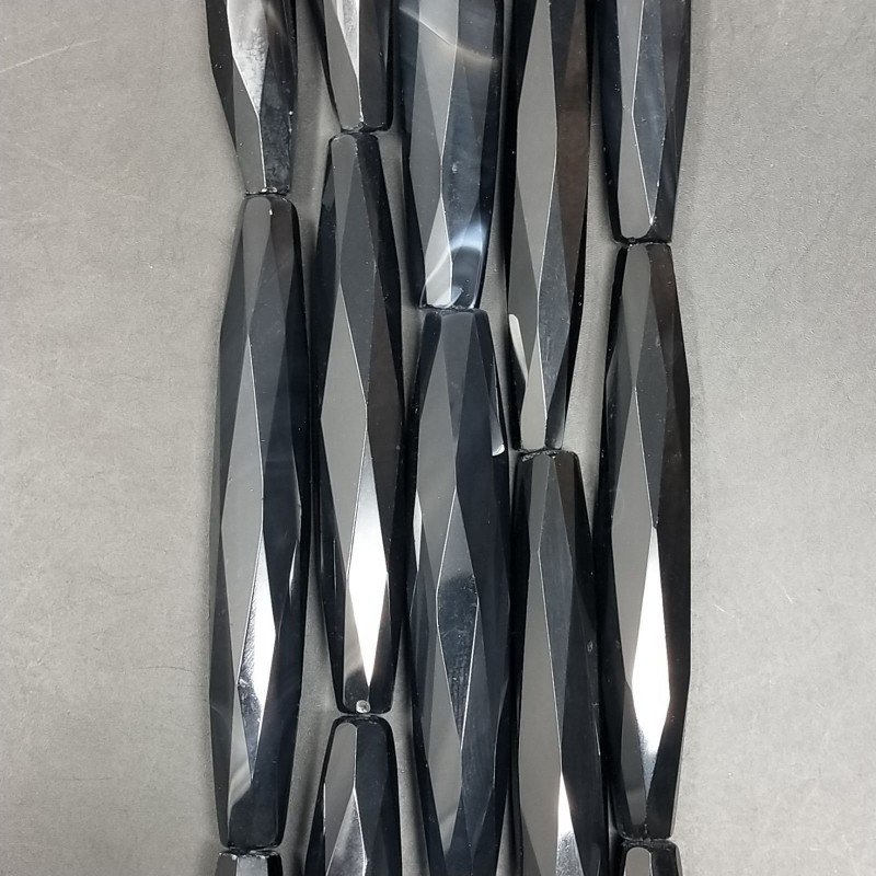 Onice Nera Perline Forma Barilotto Sfaccettato 12X92mm