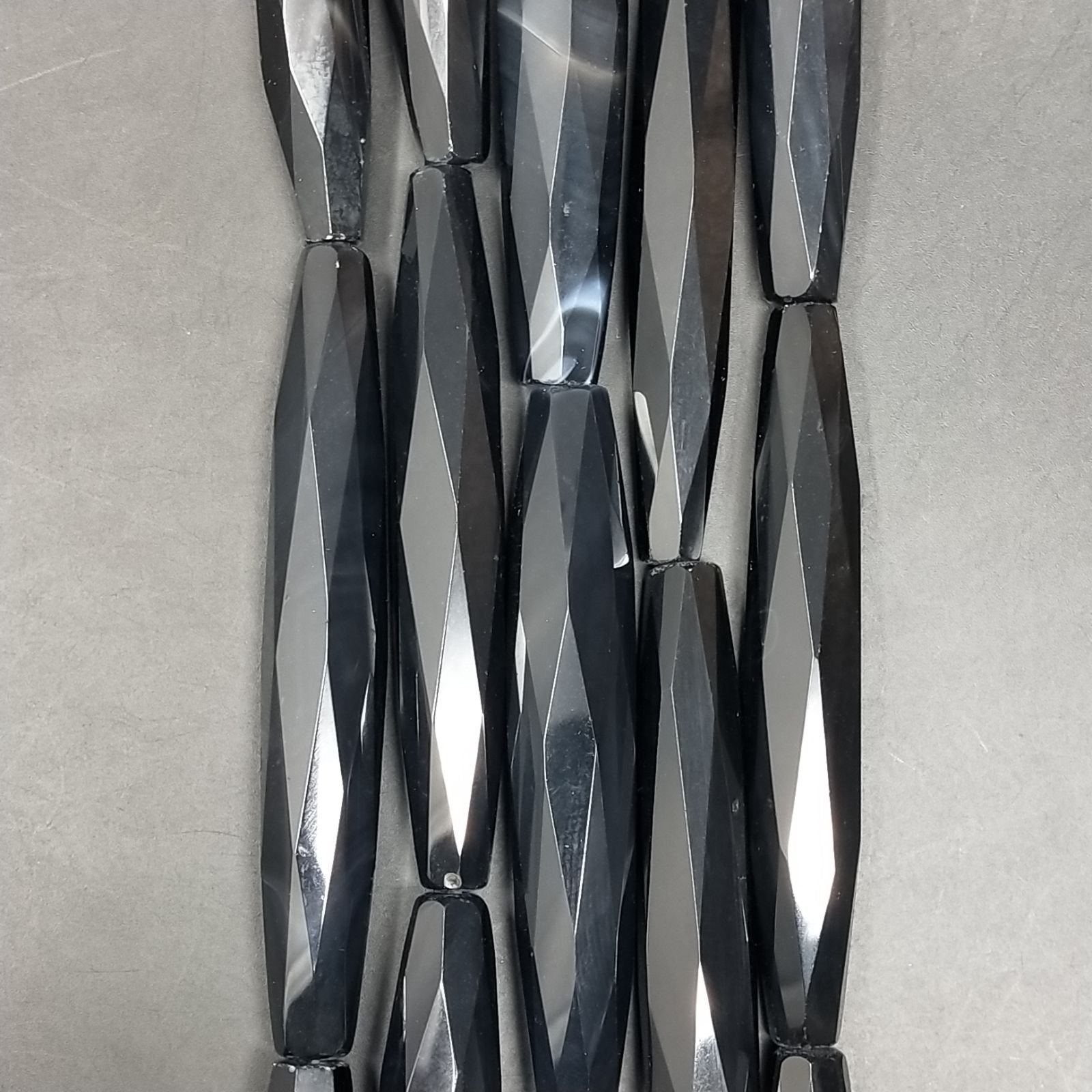 Onice Nera Perline Forma Barilotto Sfaccettato 12X92mm