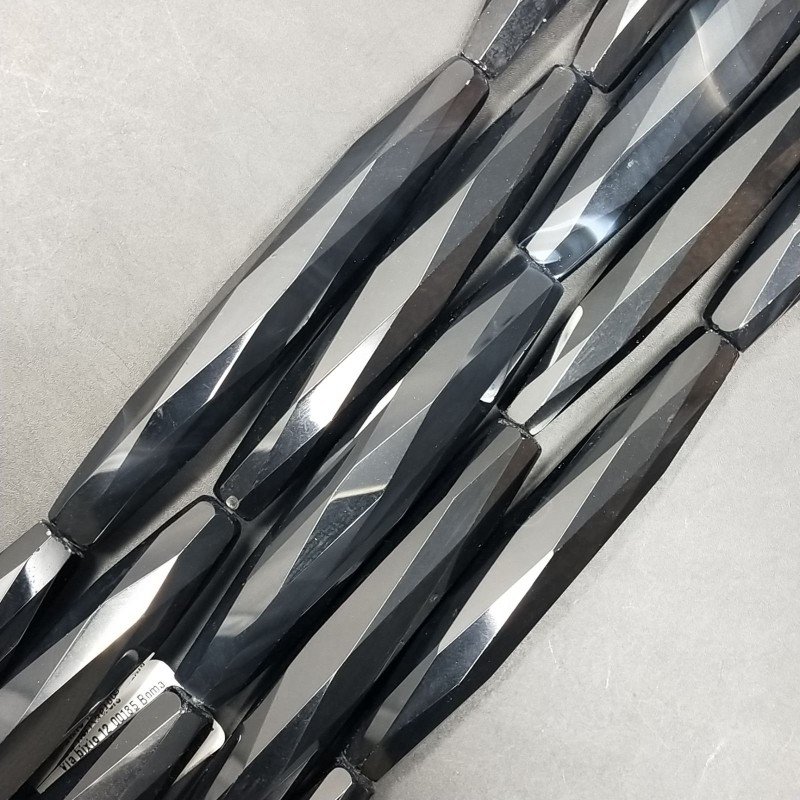 Onice Nera Perline Forma Barilotto Sfaccettato 12X92mm