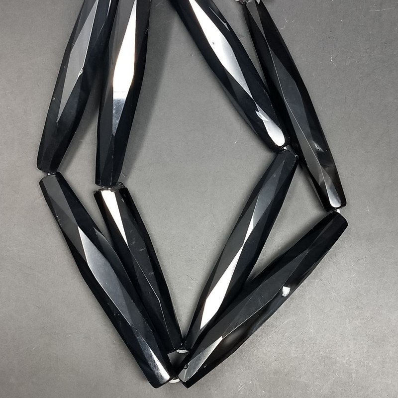 Onice Nera Perline Forma Barilotto Sfaccettato 12X92mm