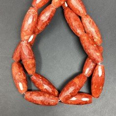 Corallo Madrepora Perline Forma Barilotto Sfaccettato 11X30mm