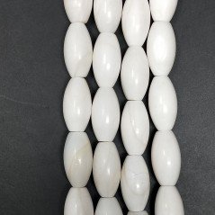 Conchiglia Bianca Striata Gialla Perline Forma Barilotto Liscio 10X18mm