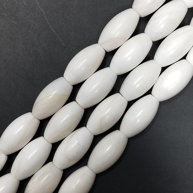 Conchiglia Bianca Striata Gialla Perline Forma Barilotto Liscio 10X18mm