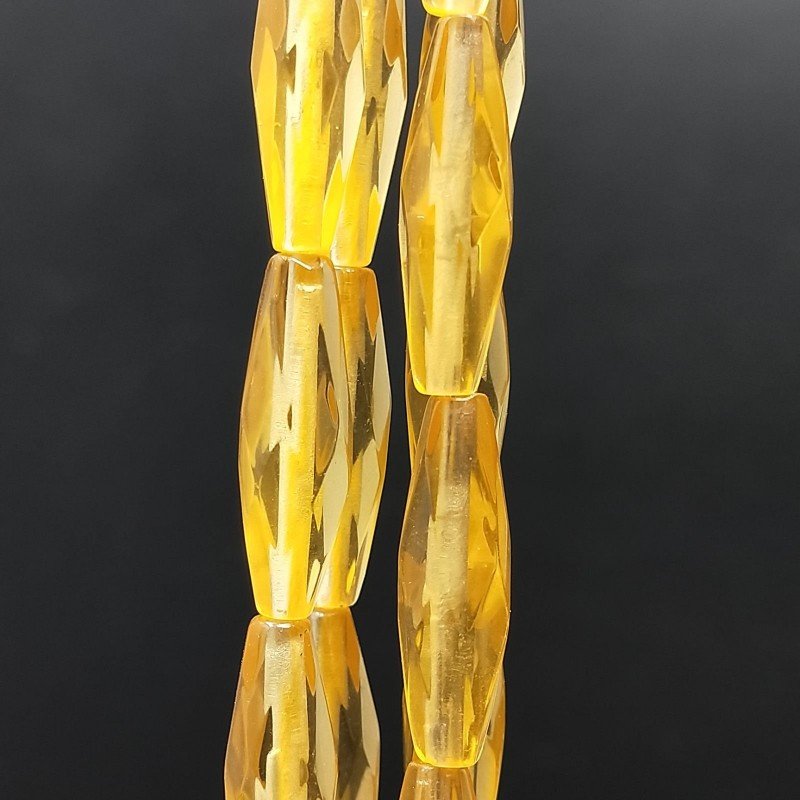 Topazio Giallo Idrotermale Perline Forma Barilotto Sfaccettato 05X20mm