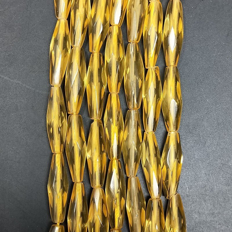 Topazio Giallo Idrotermale Perline Forma Barilotto Sfaccettato 05X20mm