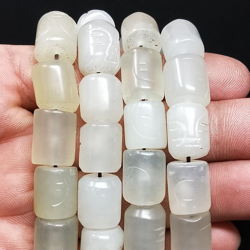 Giada Naturale Perline Forma Cilindro Liscio Inciso 11X13mm